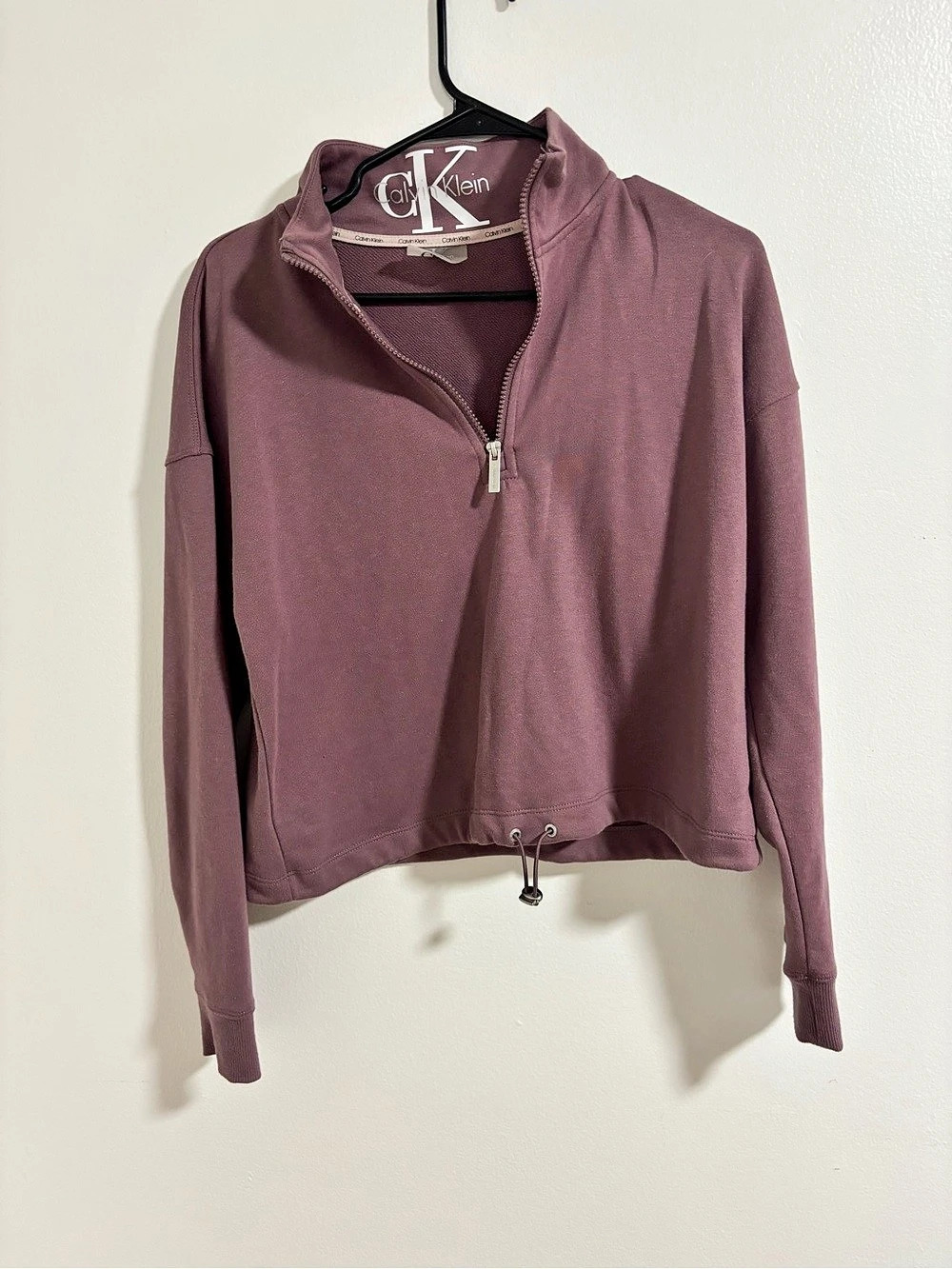 Calvin Klein Performance Quarter Zip Cropped Sweatshirt Purple Small